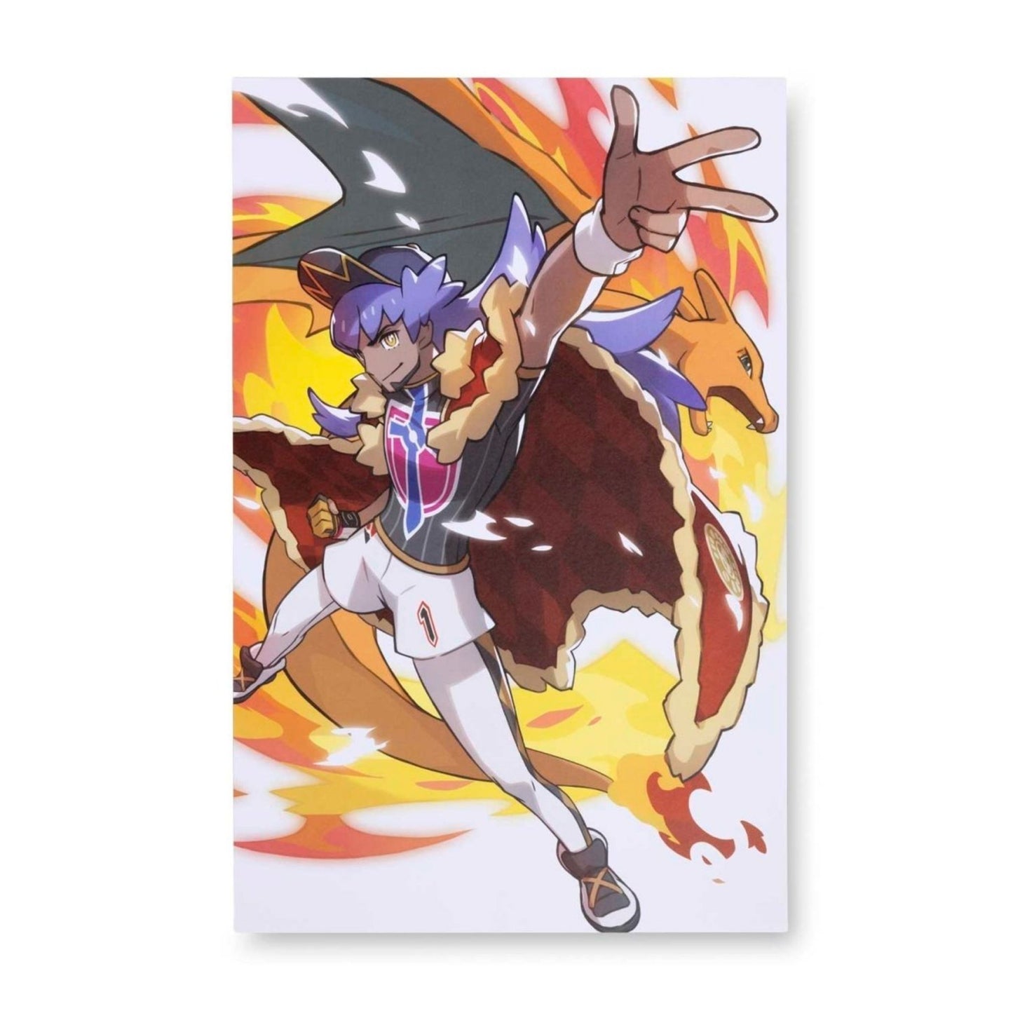 Pokémon Trainer Leon with Gigantamax Charizard – Canvas Wall Art – 21 x 30 cm (8.3 x 11.7 in) (Pokémon Center Replica)