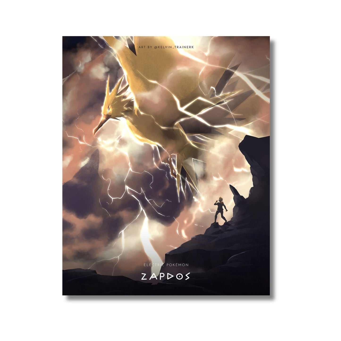 Pokémon Trainer Spark with Zapdos – Canvas Wall Art – 21 x 30 cm (8.3 x 11.7 in)