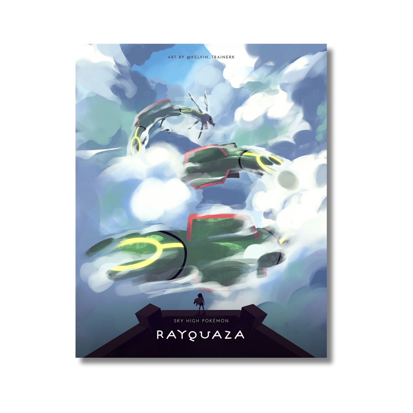 Pokémon Trainer Zinnia with Rayquaza – Canvas Wall Art – 21 x 30 cm (8.3 x 11.7 in)
