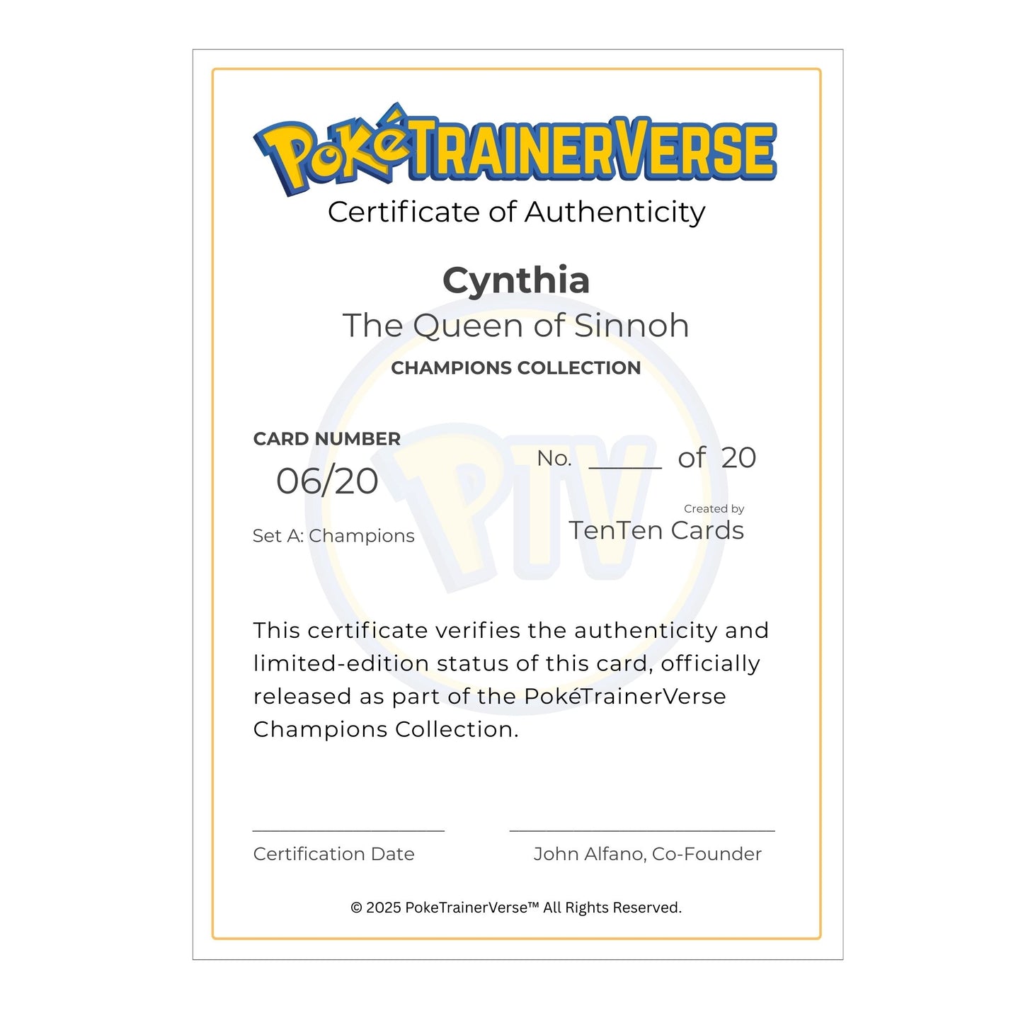 A06 – Cynthia – The Queen of Sinnoh (Champions Collection, Limited Edition)