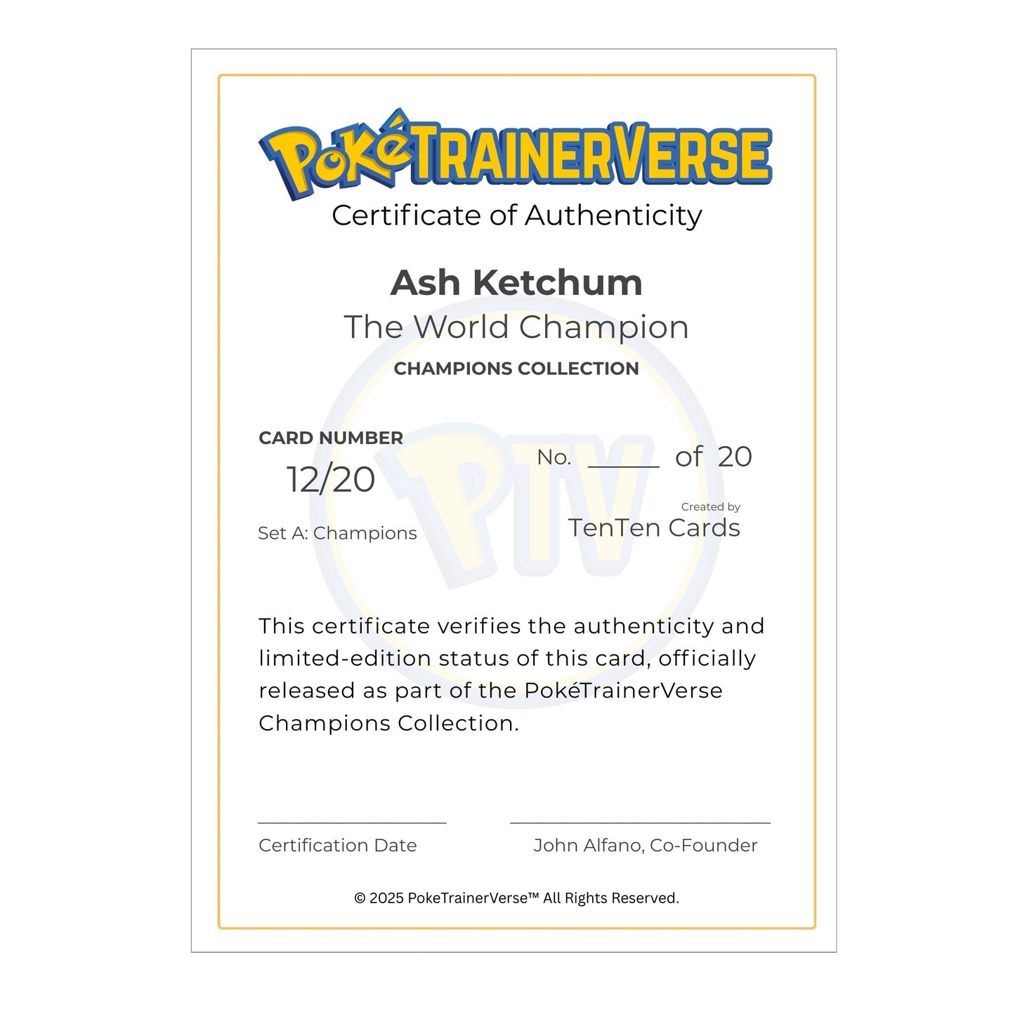 A12 – Ash Ketchum – The World Champion (Champions Collection, Limited Edition)