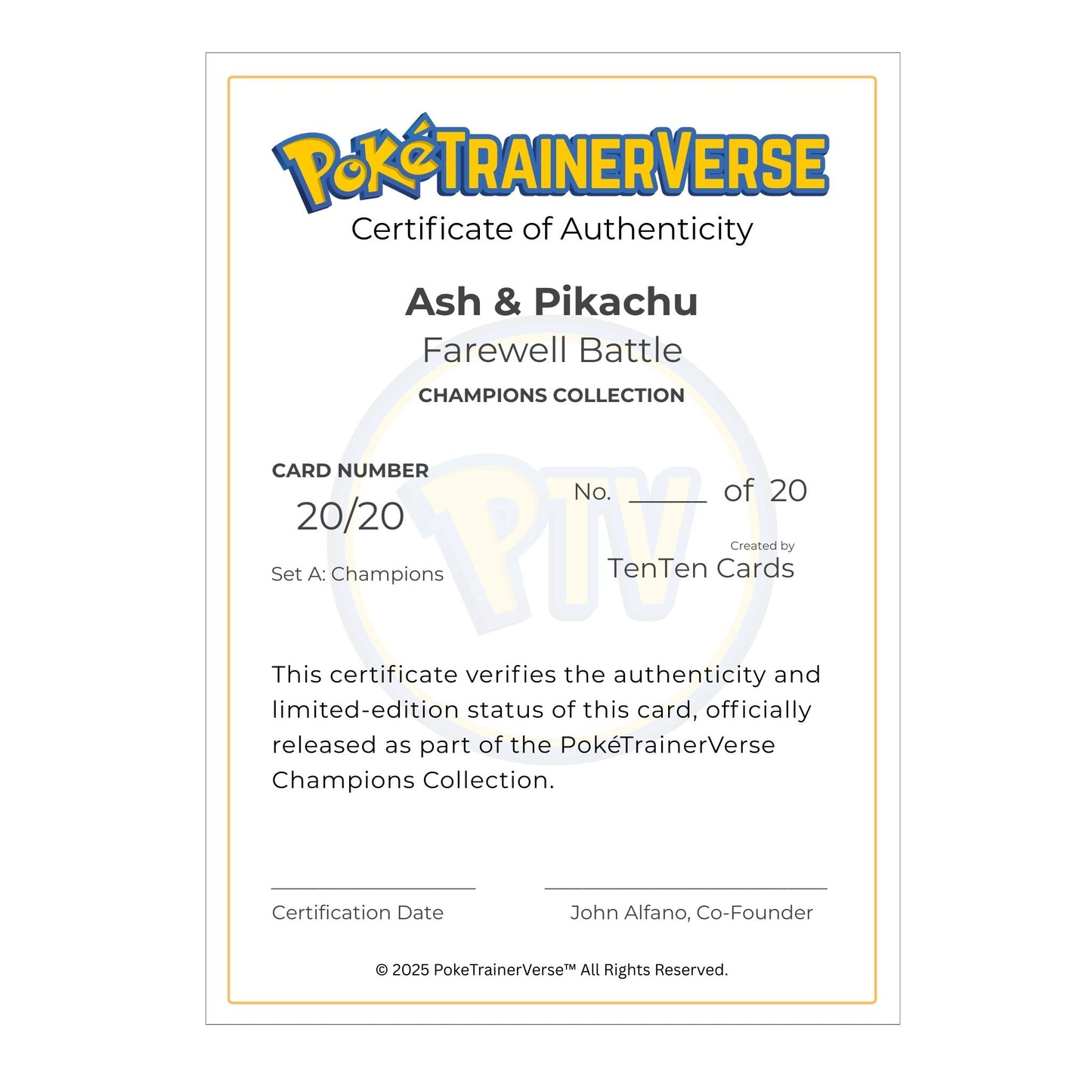 A20 – Ash & Pikachu – Farewell Battle (Champions Collection, Limited Edition)