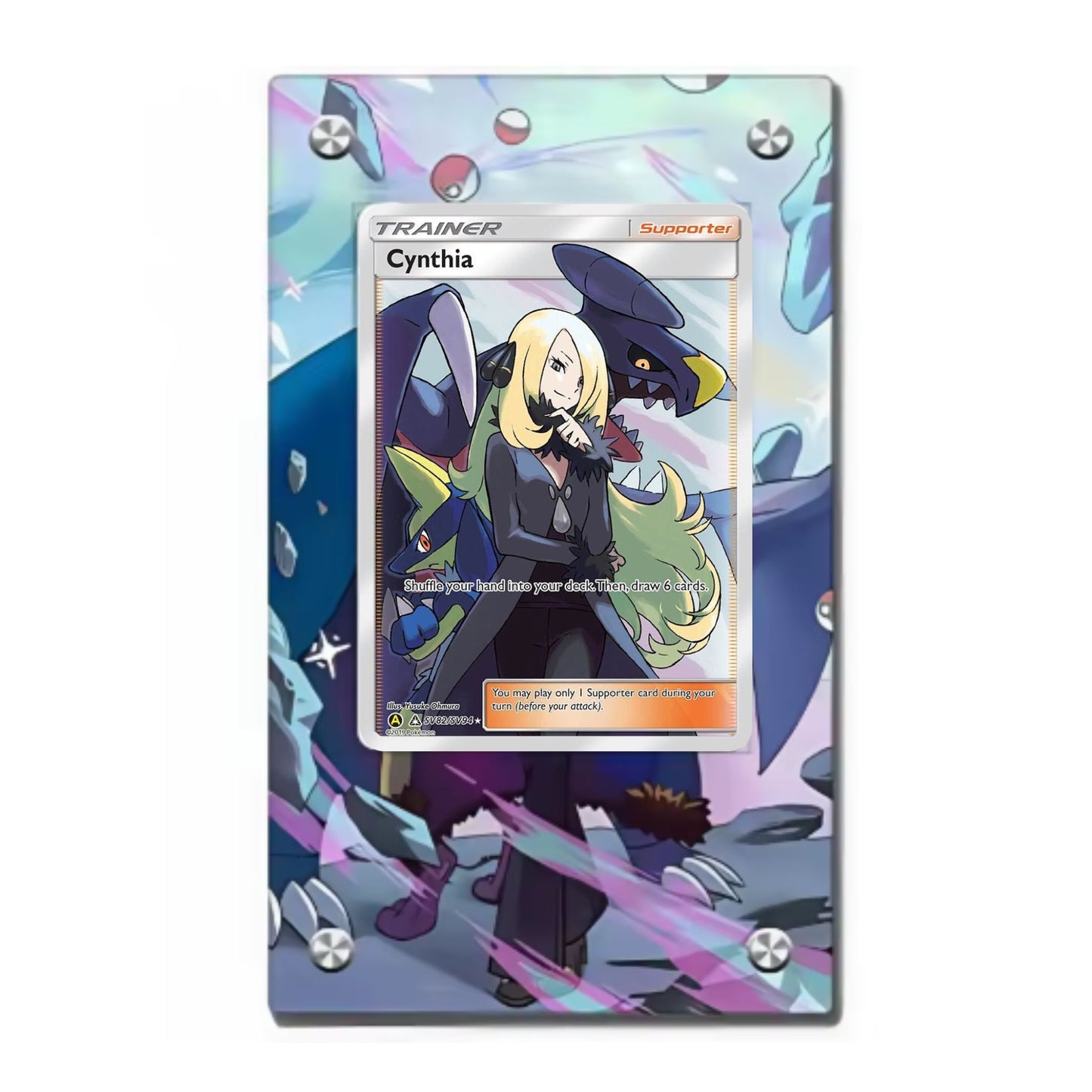 Trading Card Extended Art Display Case – For Cynthia (Sun & Moon: Hidden Fates SV82/SV94) – 9 × 15 cm (3.5 × 5.9 in)