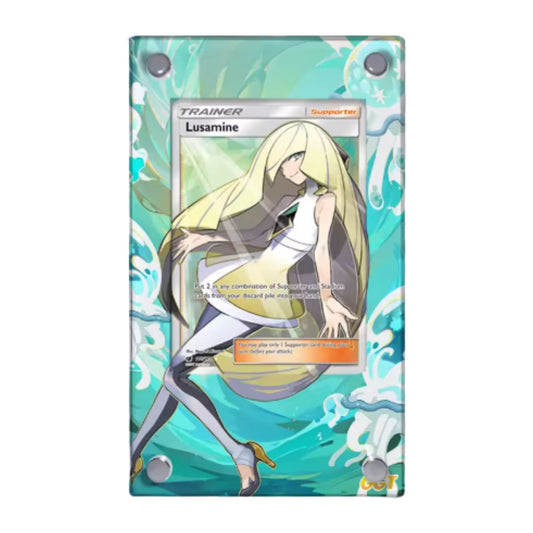 Trading Card Extended Art Display Case – For Lusamine (Sun & Moon: Crimson Invasion 110/111) – 9 × 15 cm (3.5 × 5.9 in)