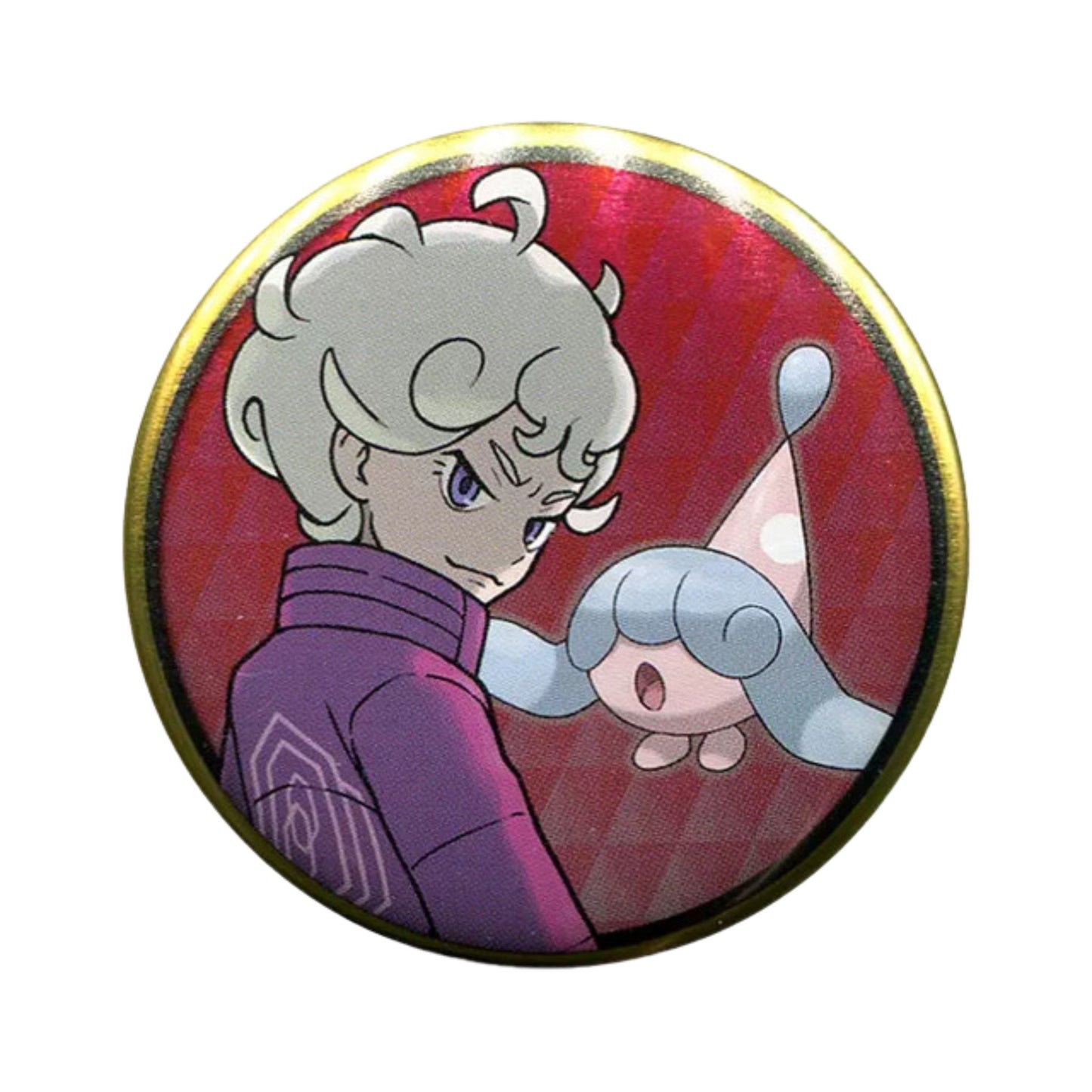 Pokémon Trainer Bede with Hattrem – Official Pokémon Center Can Badge – 5.5 cm (2.2 in)