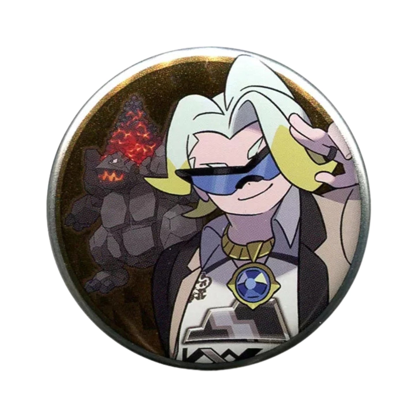 Pokémon Trainer Gordie with Coalossal – Official Pokémon Center Can Badge – 5.5 cm (2.2 in)