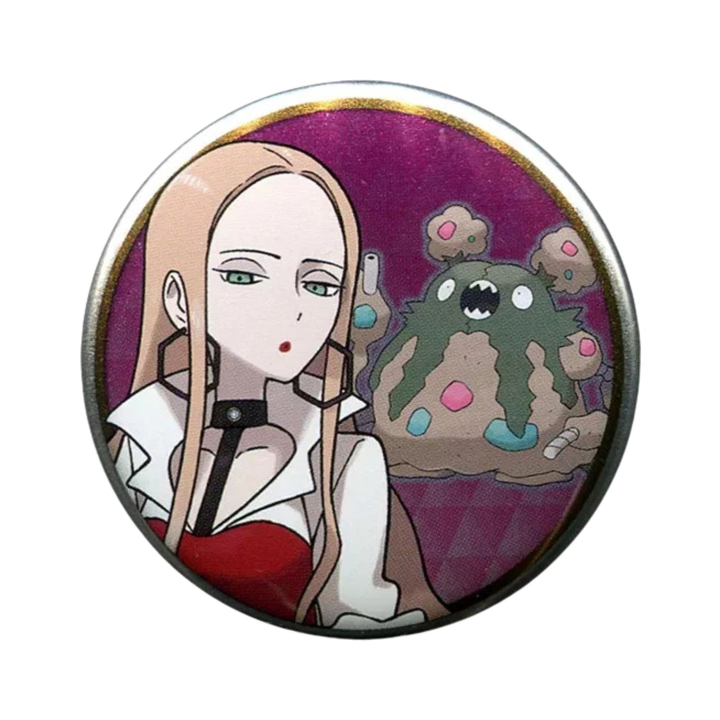 Pokémon Trainer Oleana with Garbodor – Official Pokémon Center Can Badge – 5.5 cm (2.2 in)