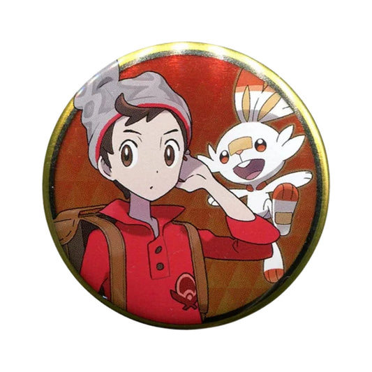 Pokémon Trainer Victor with Scorbunny – Official Pokémon Center Can Badge – 5.5 cm (2.2 in)