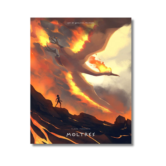 Pokémon Trainer Candela with Moltres – Canvas Wall Art – 21 x 30 cm (8.3 x 11.7 in)