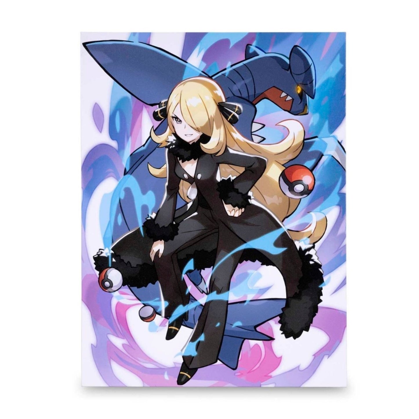 Pokémon Trainer Cynthia with Garchomp – Canvas Wall Art – 21 x 30 cm (8.3 x 11.7 in) (Pokémon Center Replica)