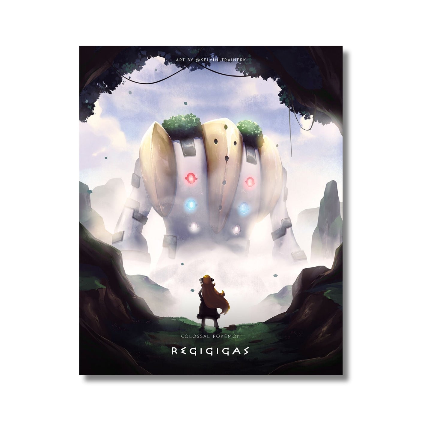 Pokémon Trainer Cynthia with Regigigas – Canvas Wall Art – 21 x 30 cm (8.3 x 11.7 in)