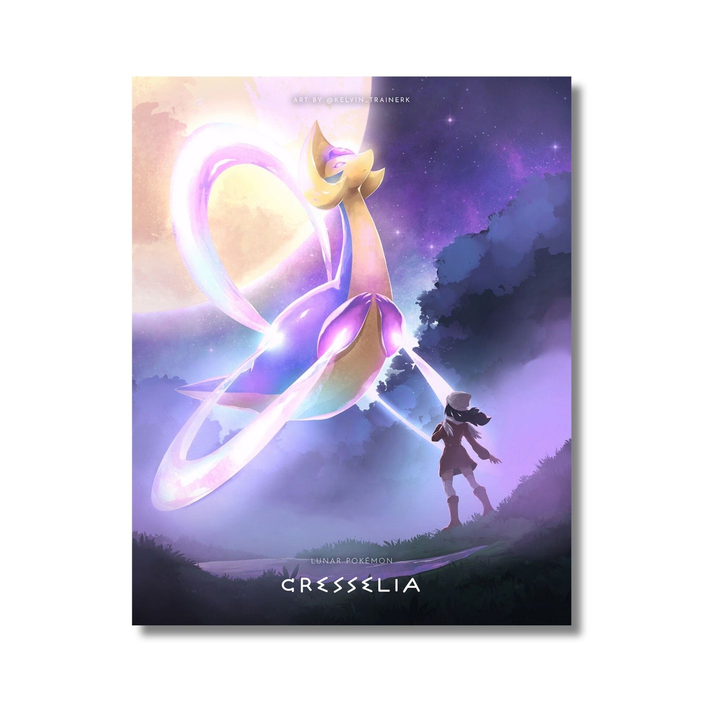 Pokémon Trainer Dawn with Cresselia – Canvas Wall Art – 21 x 30 cm (8.3 x 11.7 in)