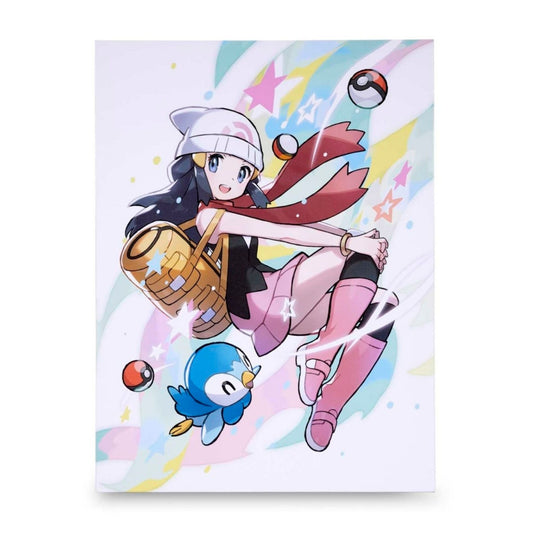 Pokémon Trainer Dawn with Piplup – Canvas Wall Art – 21 x 30 cm (8.3 x 11.7 in) (Pokémon Center Replica)