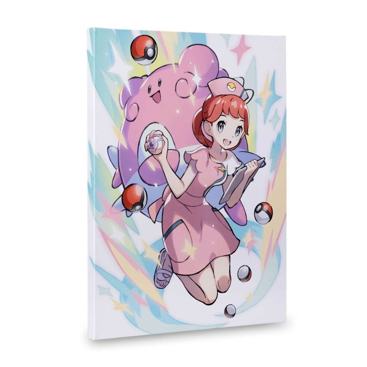 Pokémon Trainer Nurse Joy with Chansey – Canvas Wall Art – 21 x 30 cm (8.3 x 11.7 in) (Pokémon Center Replica)