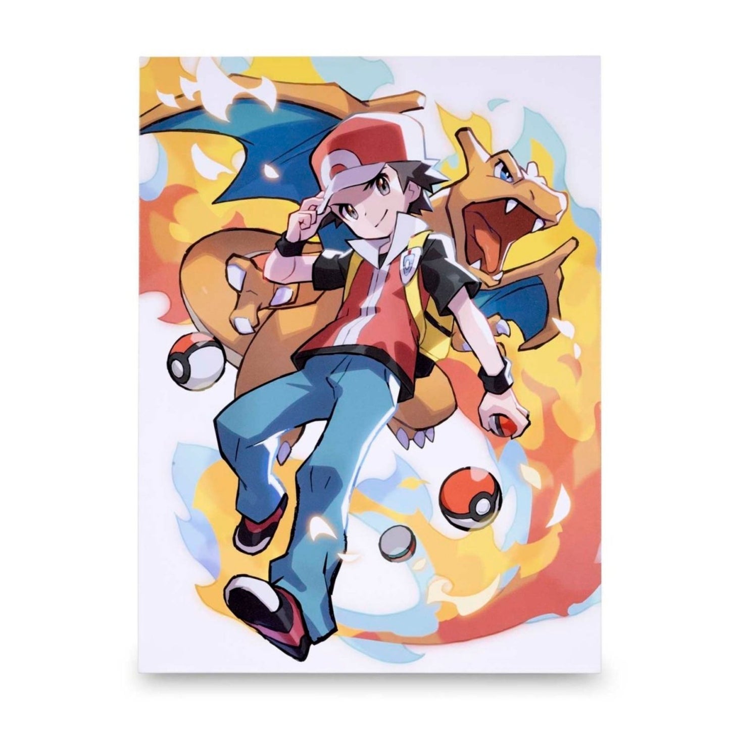 Pokémon Trainer Red with Charizard – Canvas Wall Art – 21 x 30 cm (8.3 x 11.7 in) (Pokémon Center Replica)