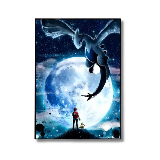 Pokémon Trainer Red with Pikachu & Lugia – Canvas Wall Art – 21 x 30 cm (8.3 x 11.7 in)