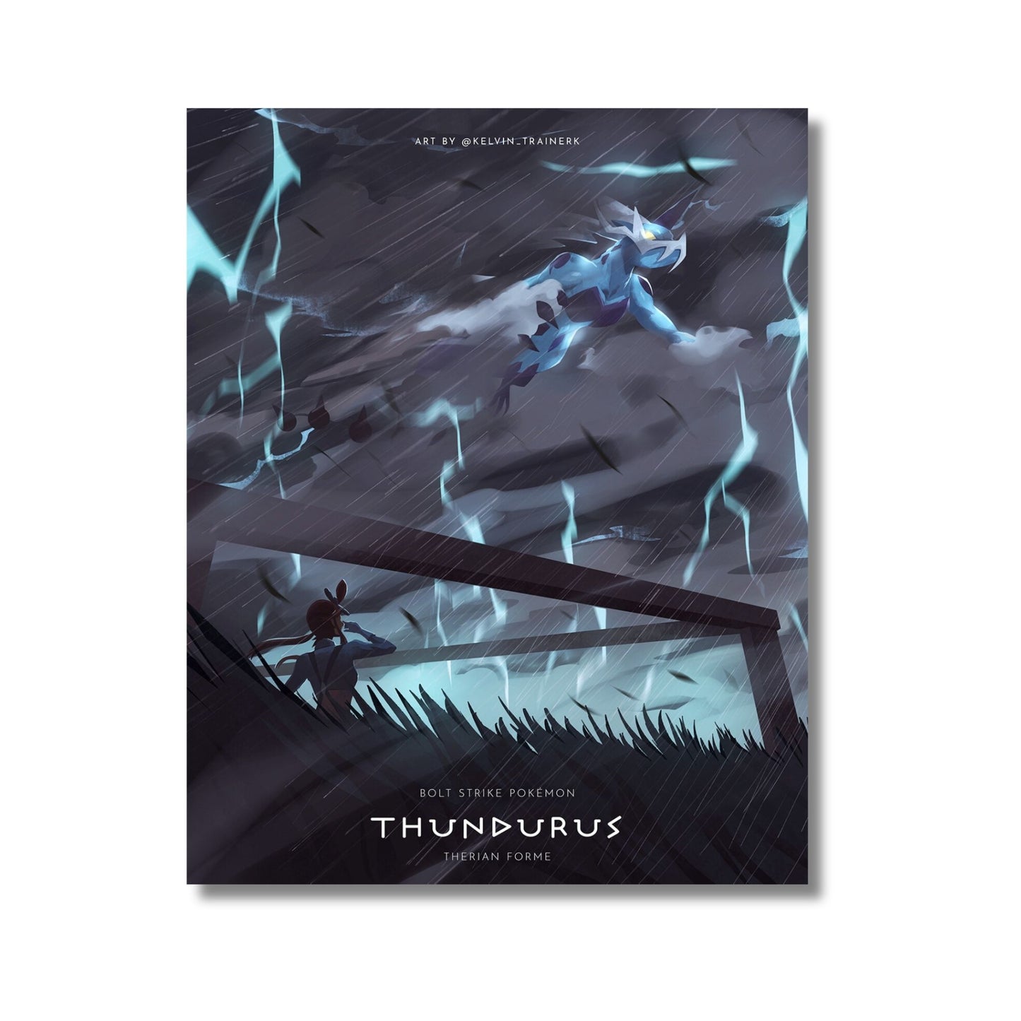 Pokémon Trainer Skyla with Thundurus – Canvas Wall Art – 21 x 30 cm (8.3 x 11.7 in)